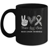 Brain Cancer Awareness Peace Love Cure Leopard Mug | siriusteestore