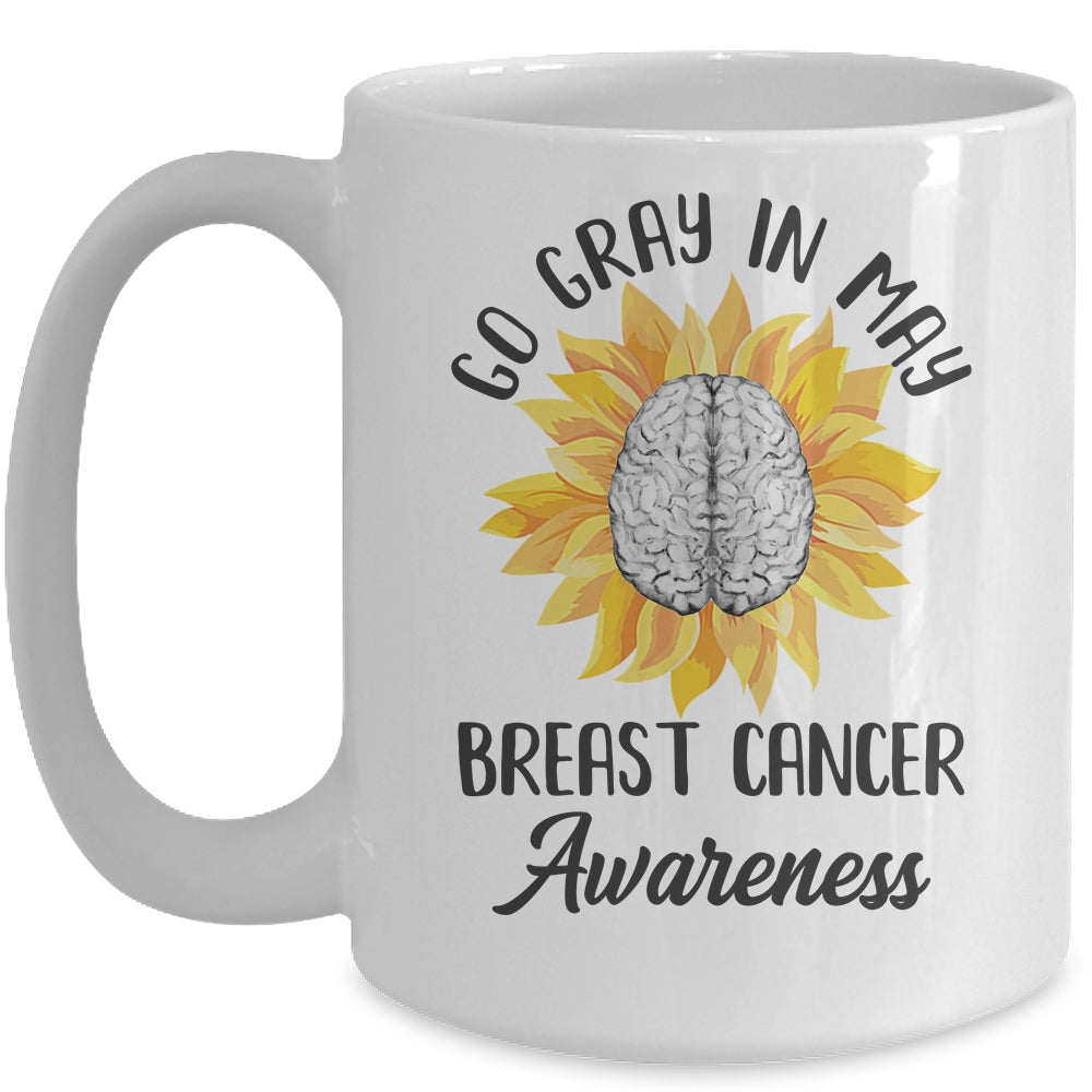 Brain Cancer Tumor Awareness Go Gray In May Sunflower Ribbon Mug | siriusteestore