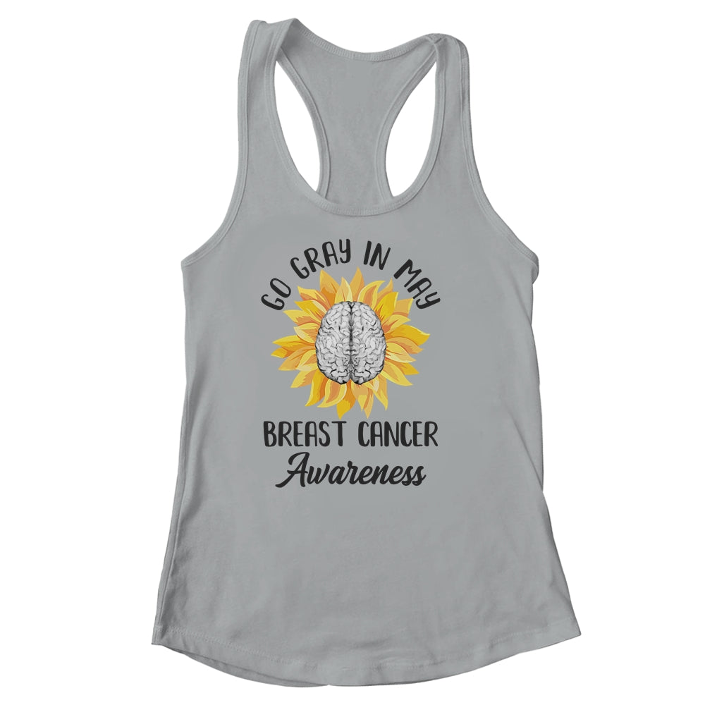 Brain Cancer Tumor Awareness Go Gray In May Sunflower Ribbon Shirt & Tank Top | siriusteestore