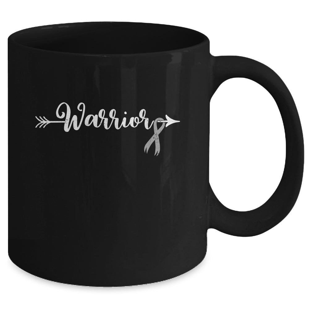 Brain Cancer Warrior Brain Cancer Awareness Grey Ribbon Mug | siriusteestore