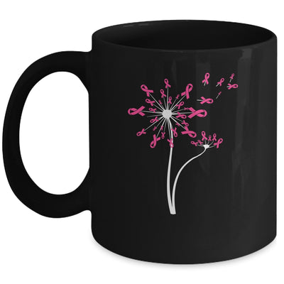 Breast Cancer Awareness Dandelion Pink Ribbon Mug | siriusteestore