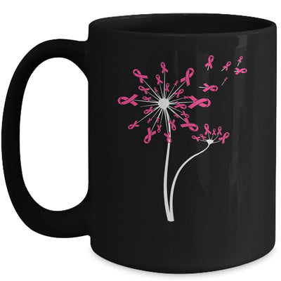 Breast Cancer Awareness Dandelion Pink Ribbon Mug | siriusteestore