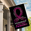 Breast Cancer Awareness Flag Never Ever Giving Up Hope Pink Ribbon Butterfly Farmhouse | siriusteestore