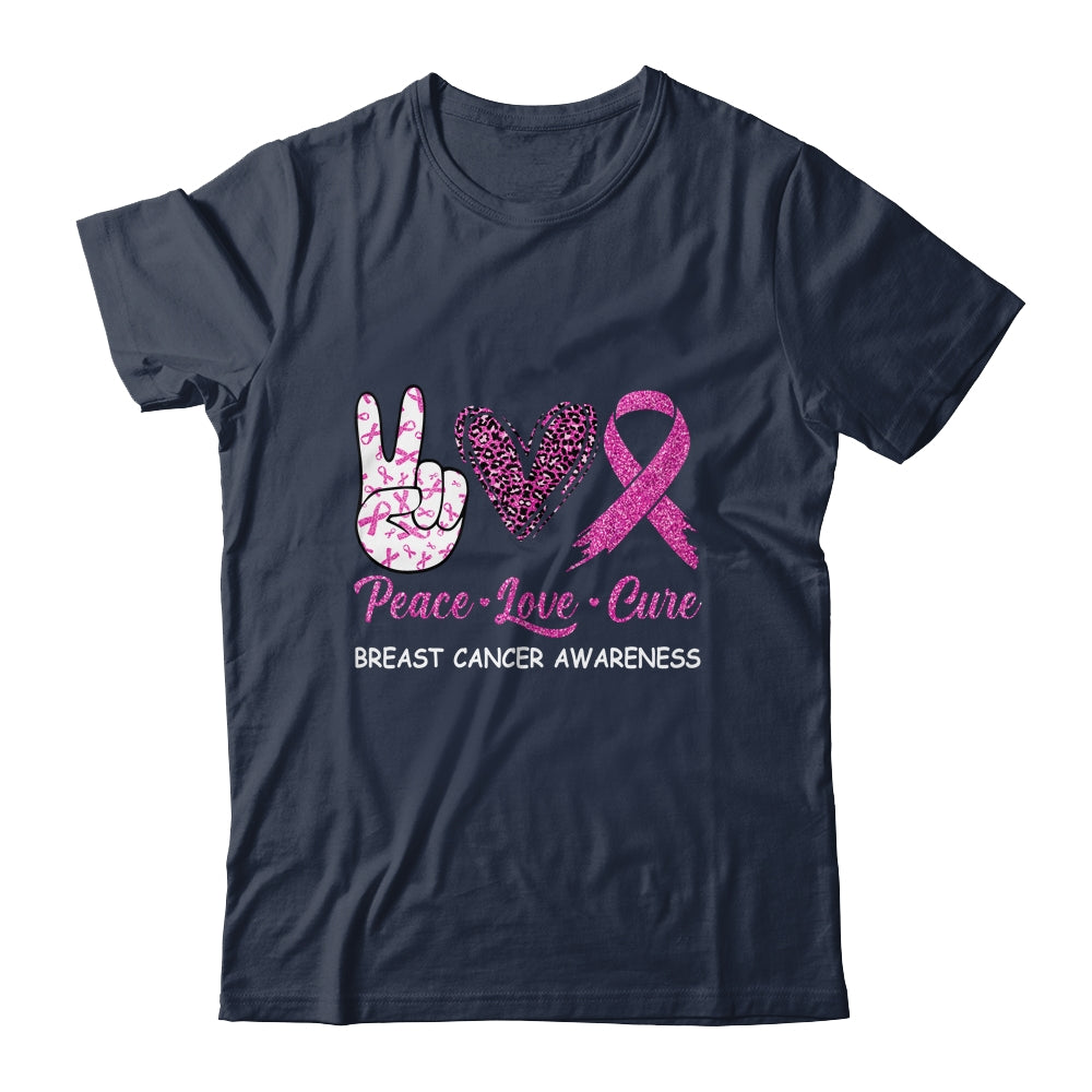 Breast Cancer Awareness Peace Love Cure Leopard Shirt & Hoodie | siriusteestore