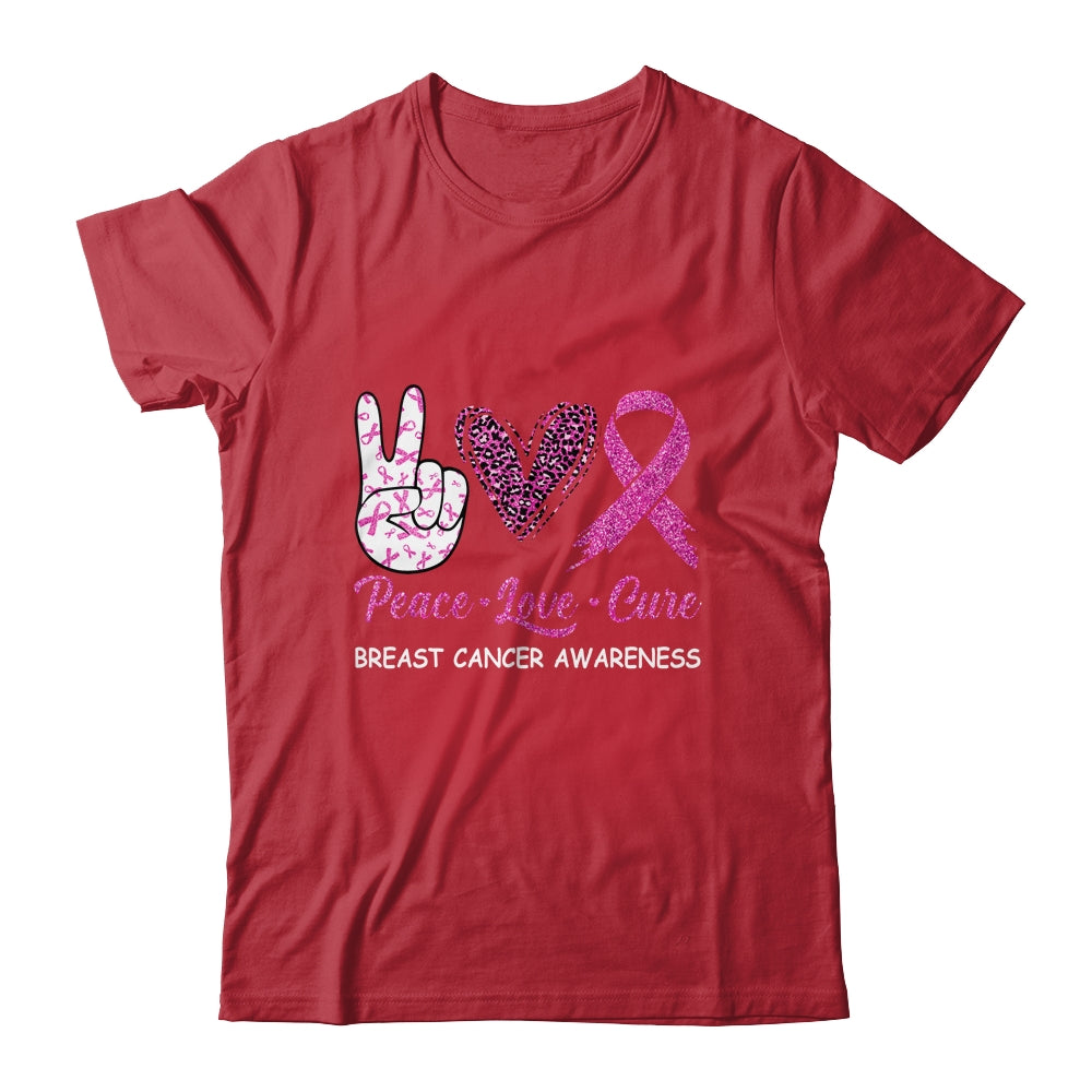 Breast Cancer Awareness Peace Love Cure Leopard Shirt & Hoodie | siriusteestore