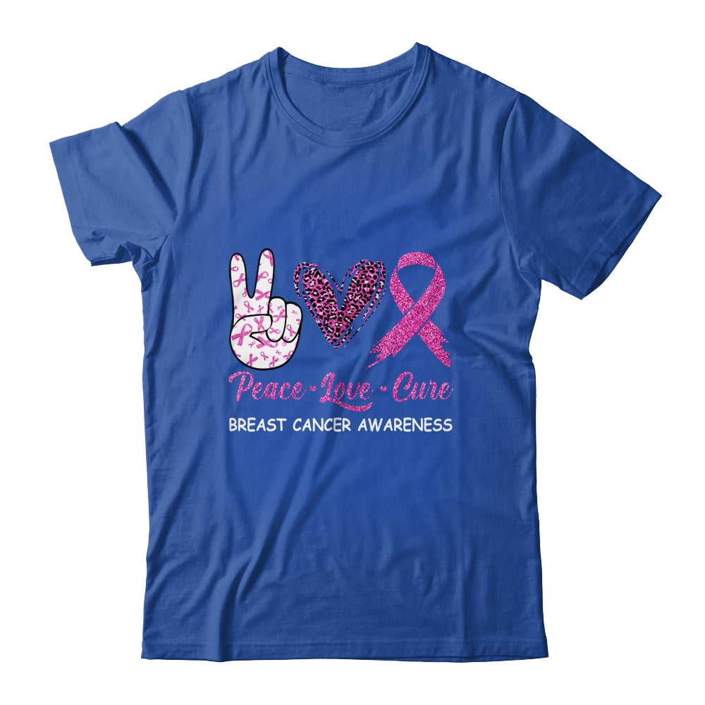 Breast Cancer Awareness Peace Love Cure Leopard Shirt & Hoodie | siriusteestore