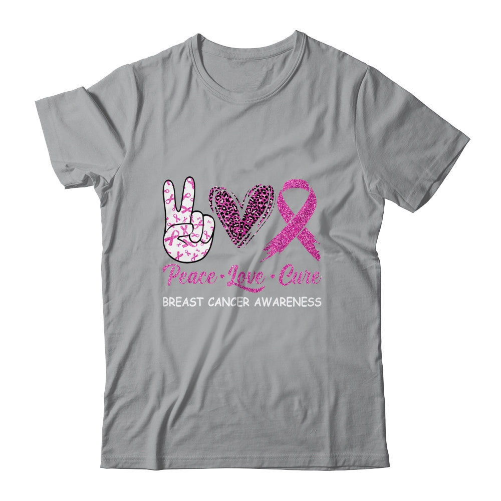 Breast Cancer Awareness Peace Love Cure Leopard Shirt & Hoodie | siriusteestore