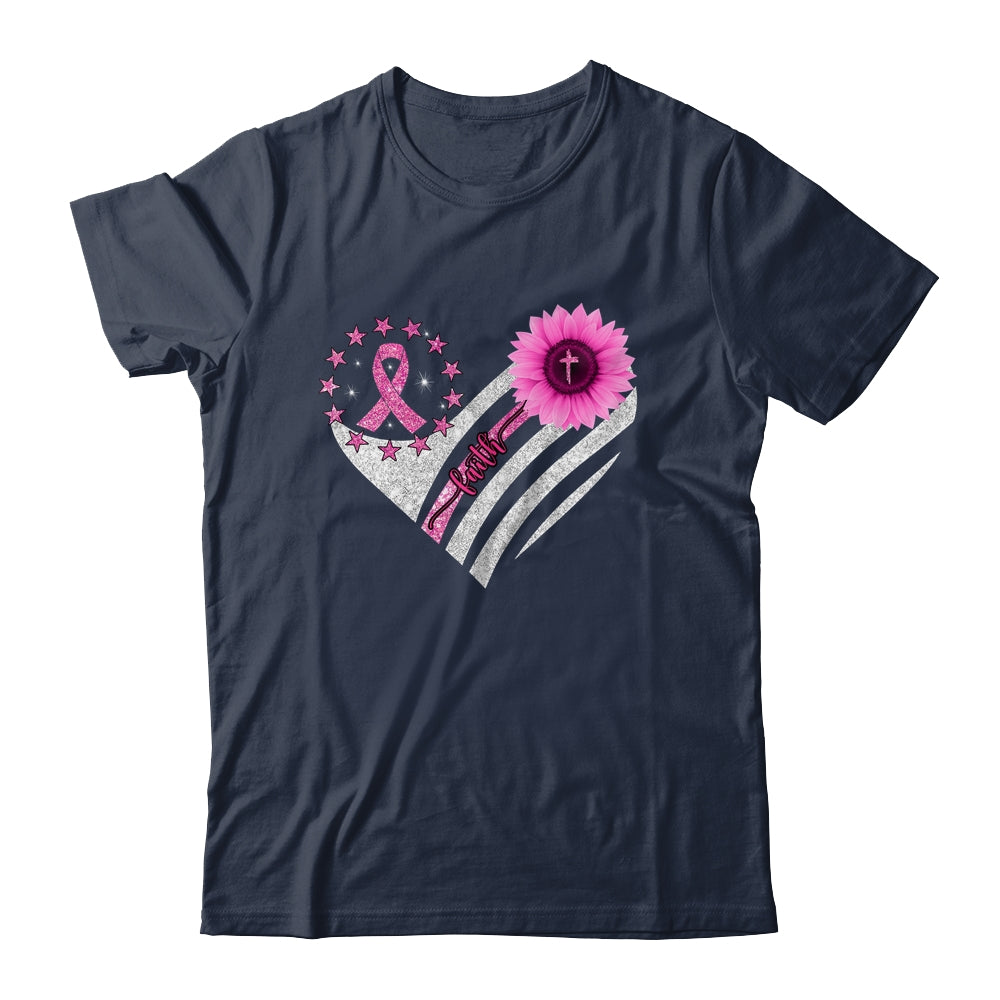 Breast Cancer Awareness Sunflower Faith Bling Bling Shirt & Hoodie | siriusteestore