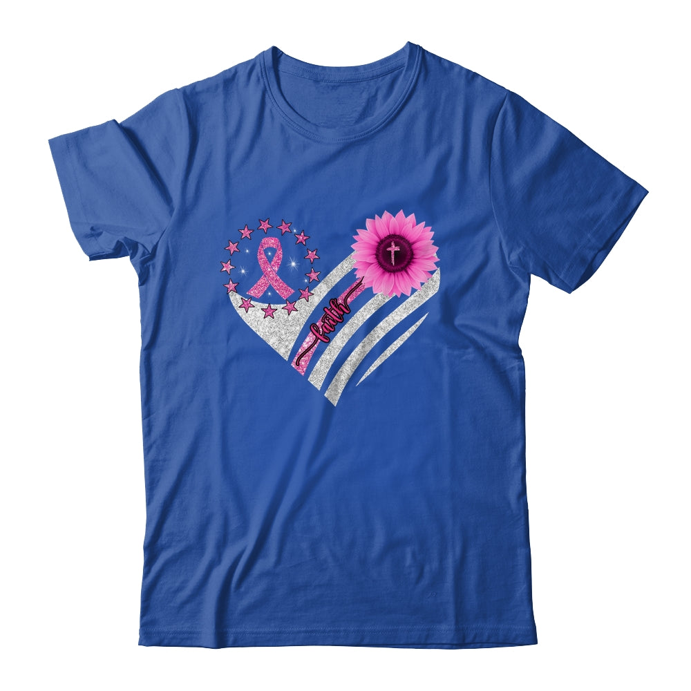Breast Cancer Awareness Sunflower Faith Bling Bling Shirt & Hoodie | siriusteestore