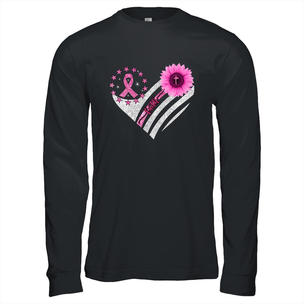 Breast Cancer Awareness Sunflower Faith Bling Bling Shirt & Hoodie | siriusteestore