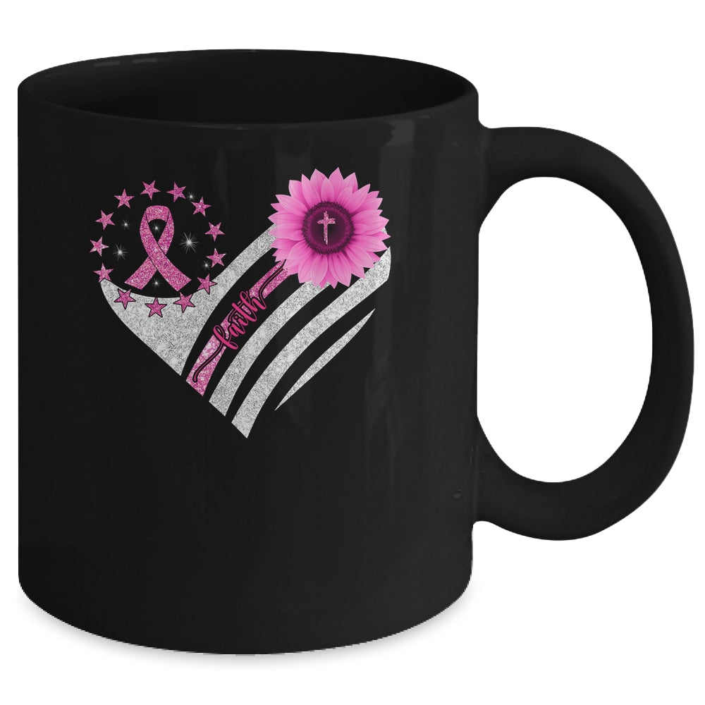 Breast Cancer Awareness Sunflower Faith Bling Bling Mug | siriusteestore