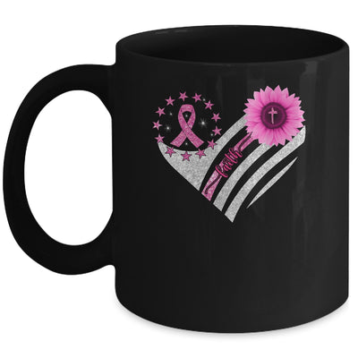 Breast Cancer Awareness Sunflower Faith Bling Bling Mug | siriusteestore