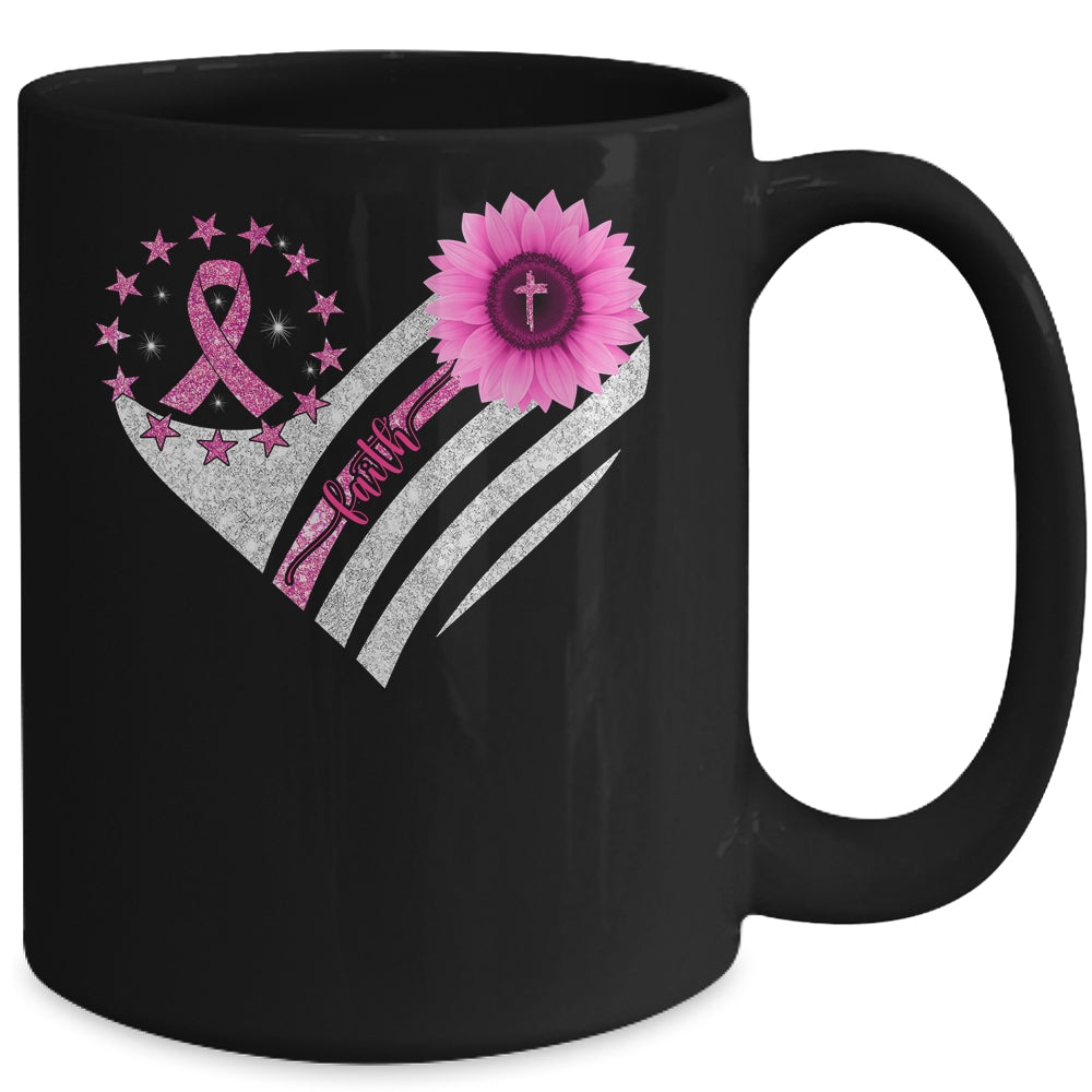Breast Cancer Awareness Sunflower Faith Bling Bling Mug | siriusteestore