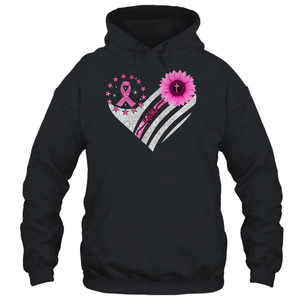 Breast Cancer Awareness Sunflower Faith Bling Bling Shirt & Hoodie | siriusteestore