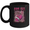 Breast Cancer Ribbon Pink Out Football Pink Ribbon Bleached Mug | siriusteestore