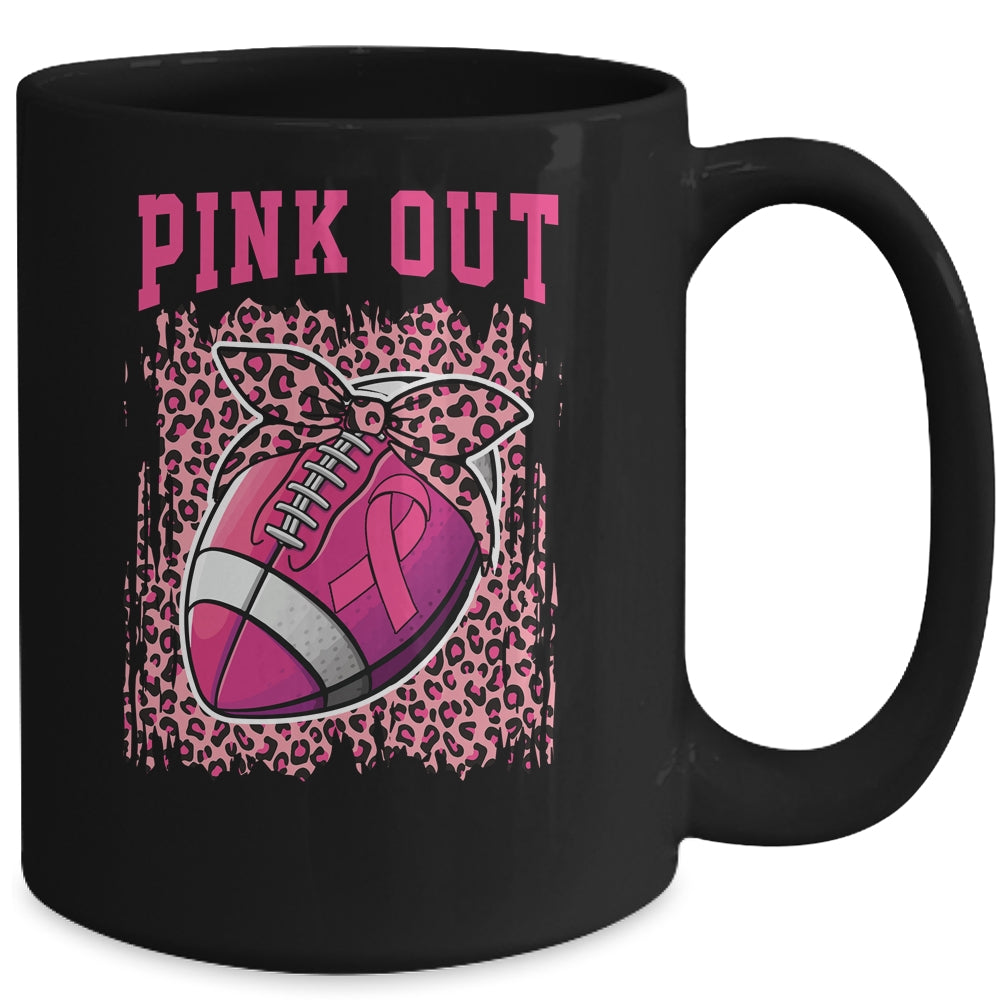 Breast Cancer Ribbon Pink Out Football Pink Ribbon Bleached Mug | siriusteestore
