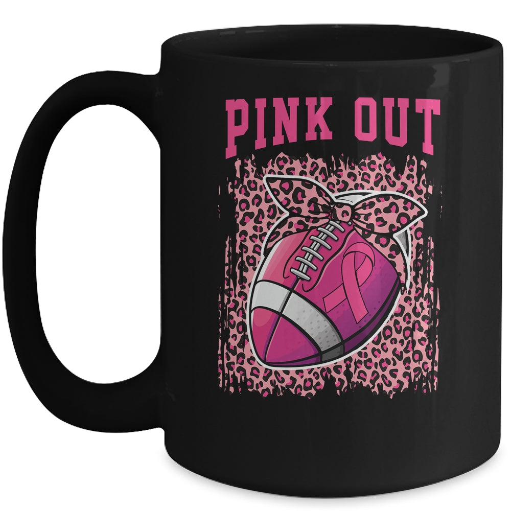 Breast Cancer Ribbon Pink Out Football Pink Ribbon Bleached Mug | siriusteestore