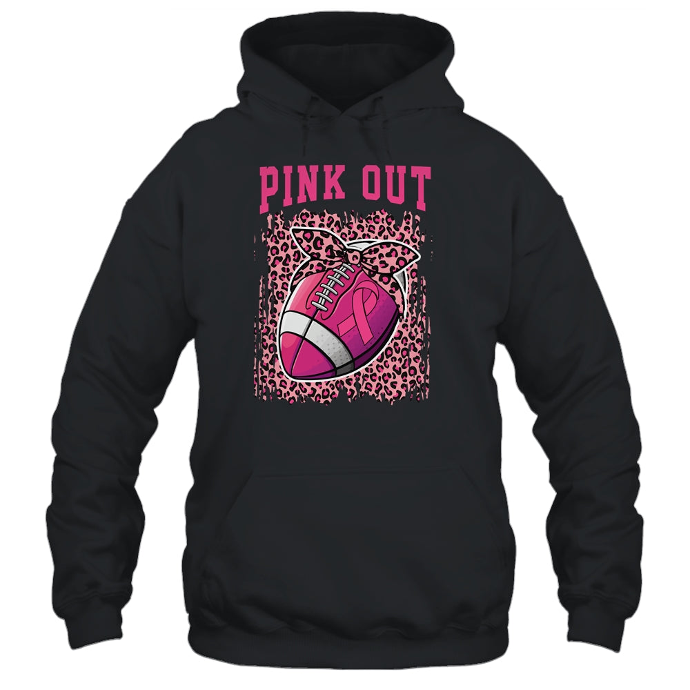 Breast Cancer Ribbon Pink Out Football Pink Ribbon Bleached Shirt & Hoodie | siriusteestore