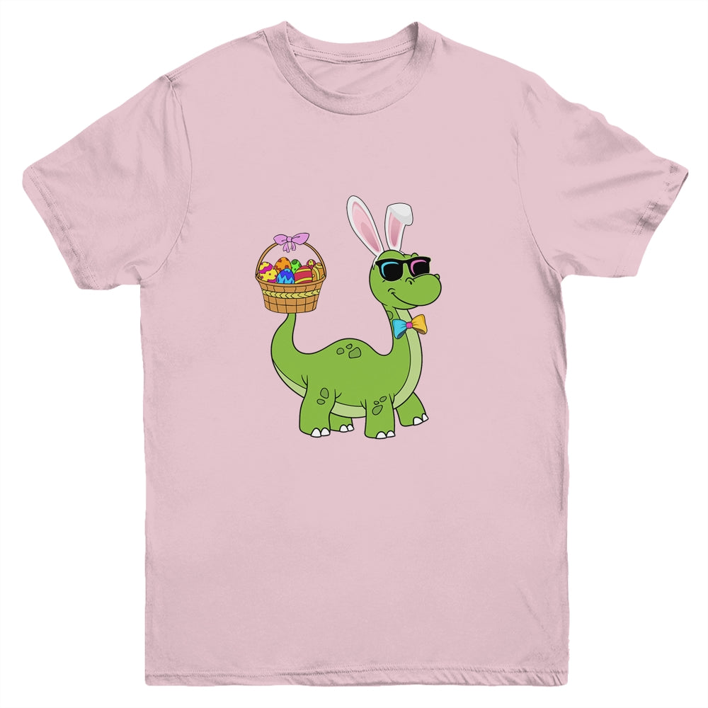 Brontosaurus Bunny Ears Egg Easter Day Dinosaur Dino Boys Youth Shirt | siriusteestore
