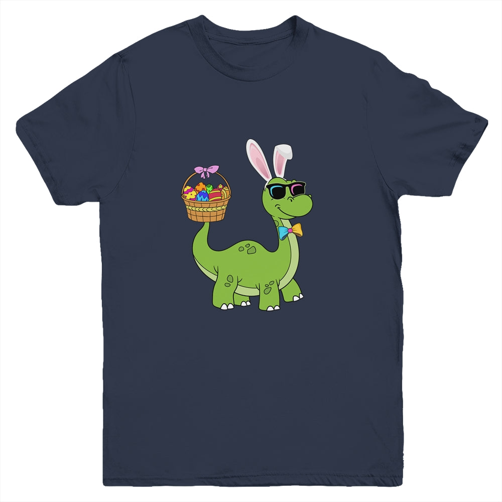Brontosaurus Bunny Ears Egg Easter Day Dinosaur Dino Boys Youth Shirt | siriusteestore