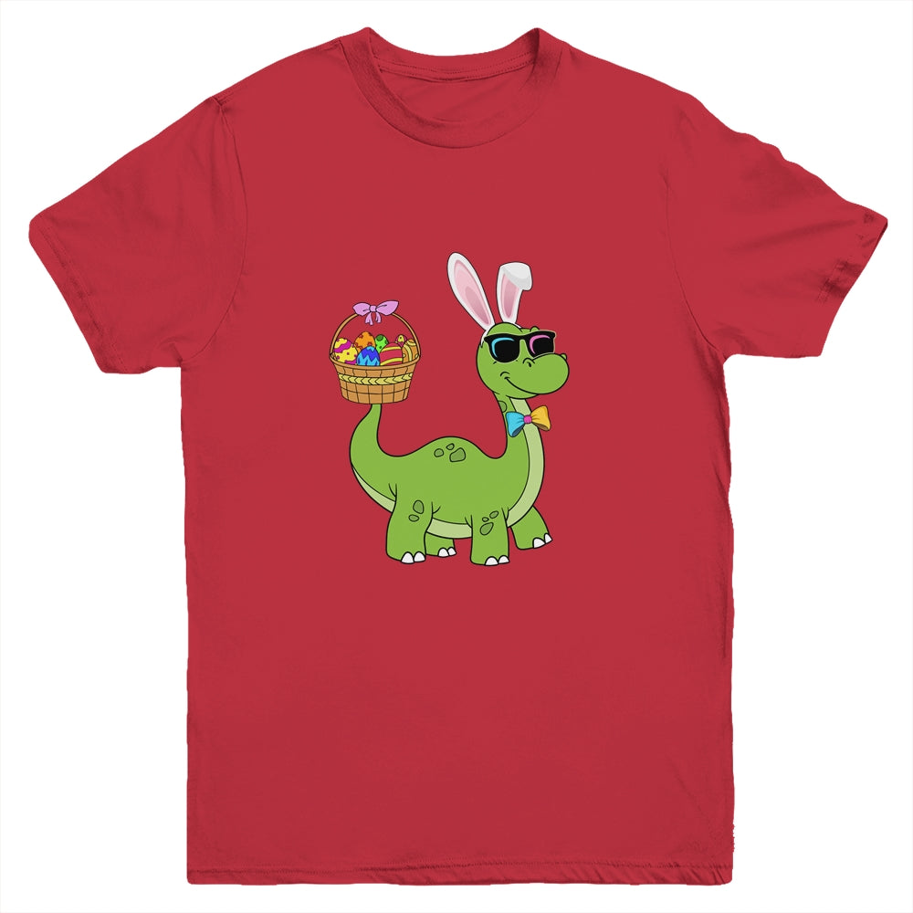 Brontosaurus Bunny Ears Egg Easter Day Dinosaur Dino Boys Youth Shirt | siriusteestore