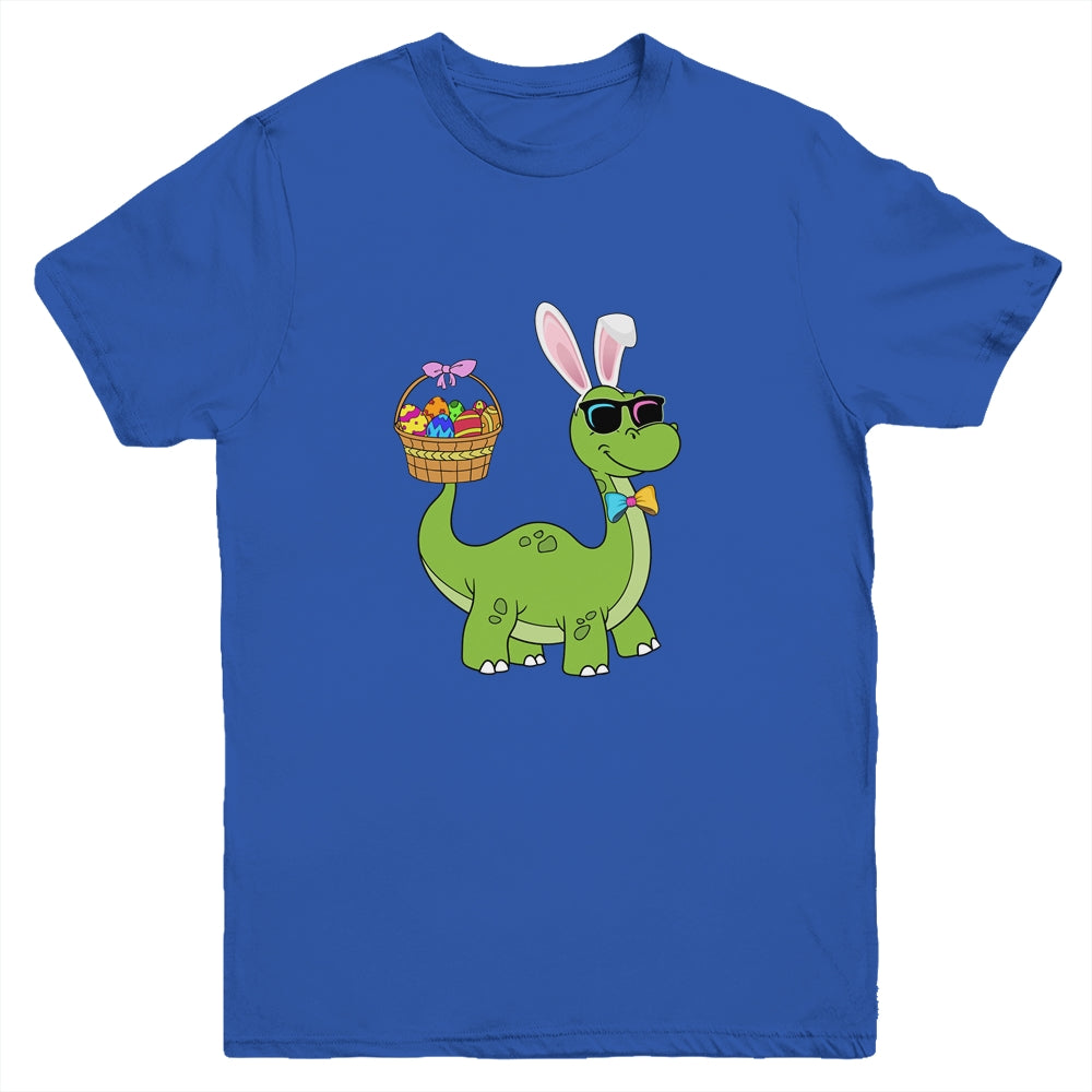 Brontosaurus Bunny Ears Egg Easter Day Dinosaur Dino Boys Youth Shirt | siriusteestore