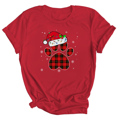 Buffalo Plaid Christmas Paw Dog With Santa Hat Lights Gift Shirt & Sweatshirt | siriusteestore