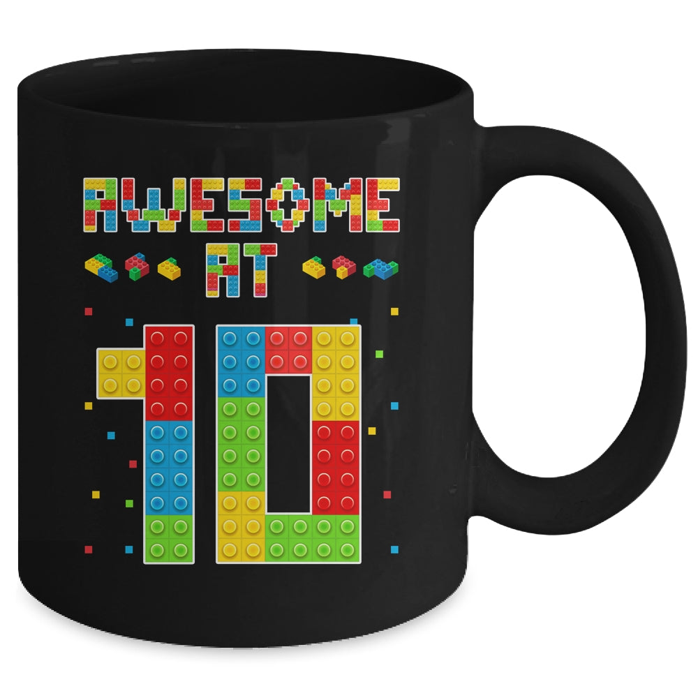 Building Blocks Bricks Awesome at 10 Years Old Birthday Boy Mug | siriusteestore