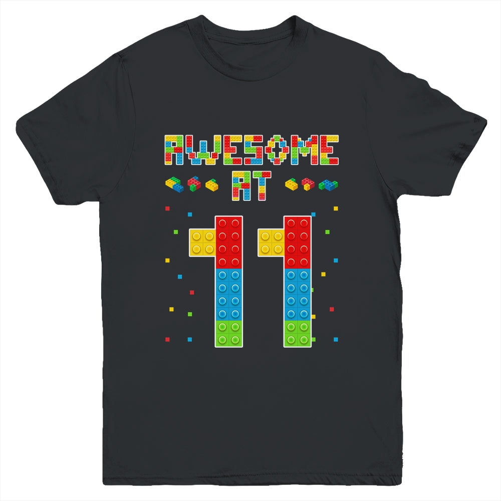 Building Blocks Bricks Awesome at 11 Years Old Birthday Boy Youth Shirt | siriusteestore