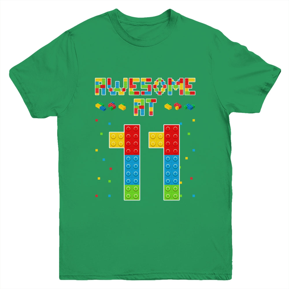 Building Blocks Bricks Awesome at 11 Years Old Birthday Boy Youth Shirt | siriusteestore