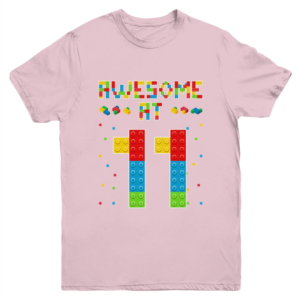 Building Blocks Bricks Awesome at 11 Years Old Birthday Boy Youth Shirt | siriusteestore