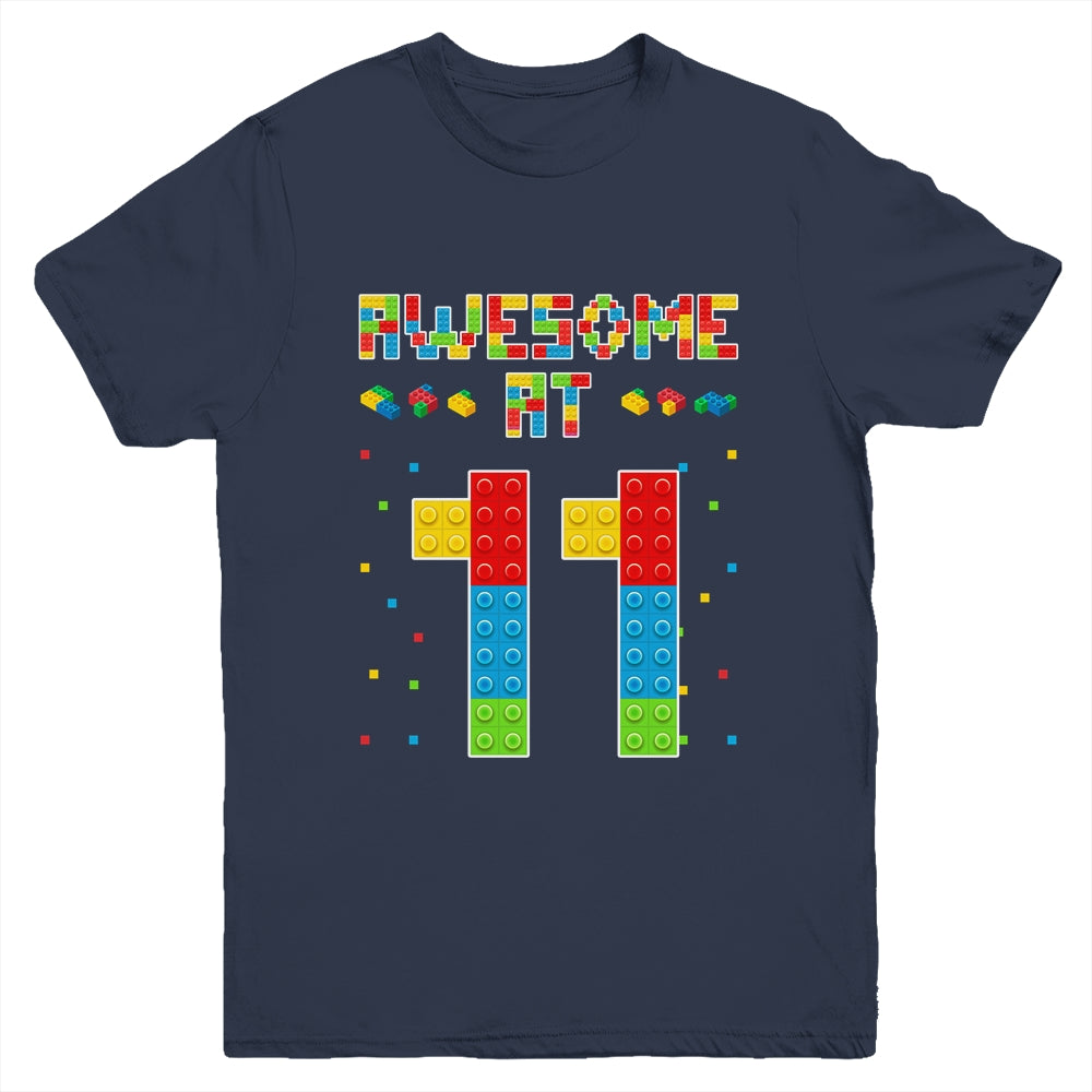 Building Blocks Bricks Awesome at 11 Years Old Birthday Boy Youth Shirt | siriusteestore