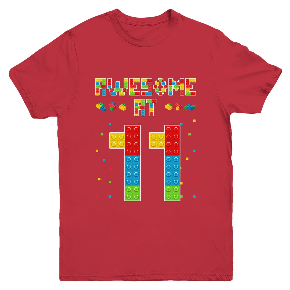 Building Blocks Bricks Awesome at 11 Years Old Birthday Boy Youth Shirt | siriusteestore