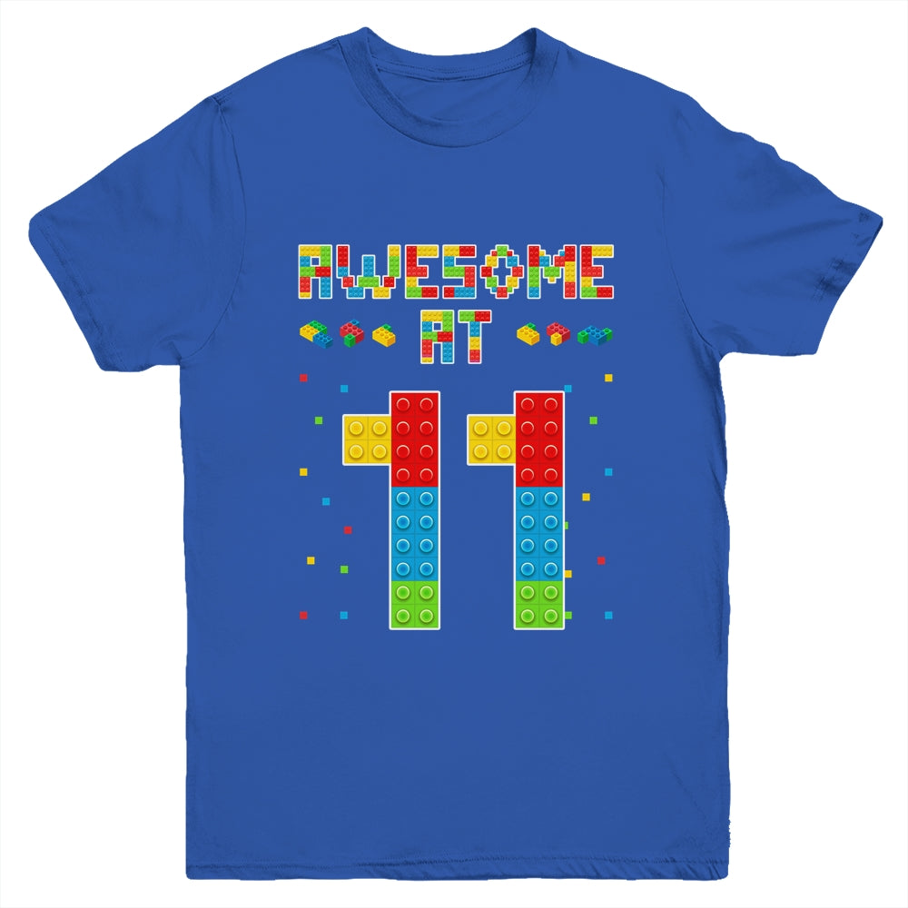 Building Blocks Bricks Awesome at 11 Years Old Birthday Boy Youth Shirt | siriusteestore