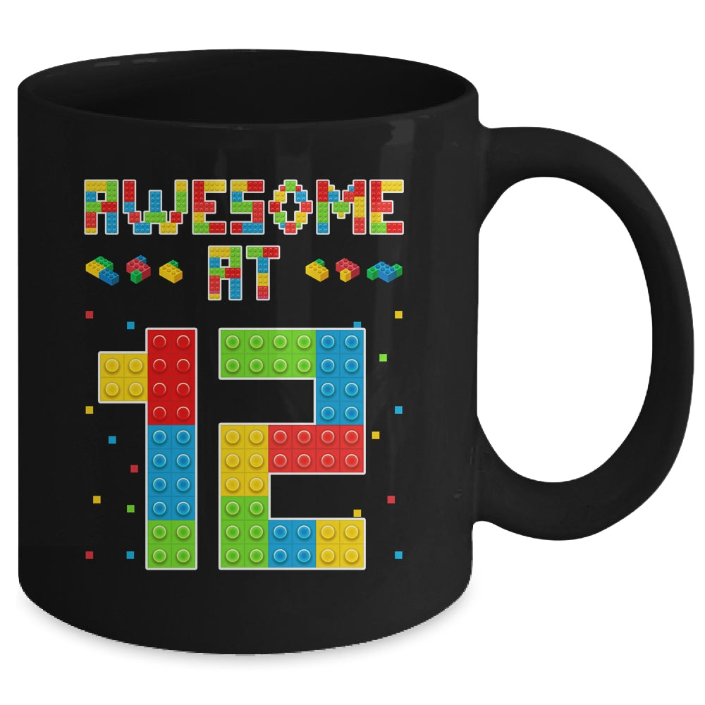 Building Blocks Bricks Awesome at 12 Years Old Birthday Boy Mug | siriusteestore