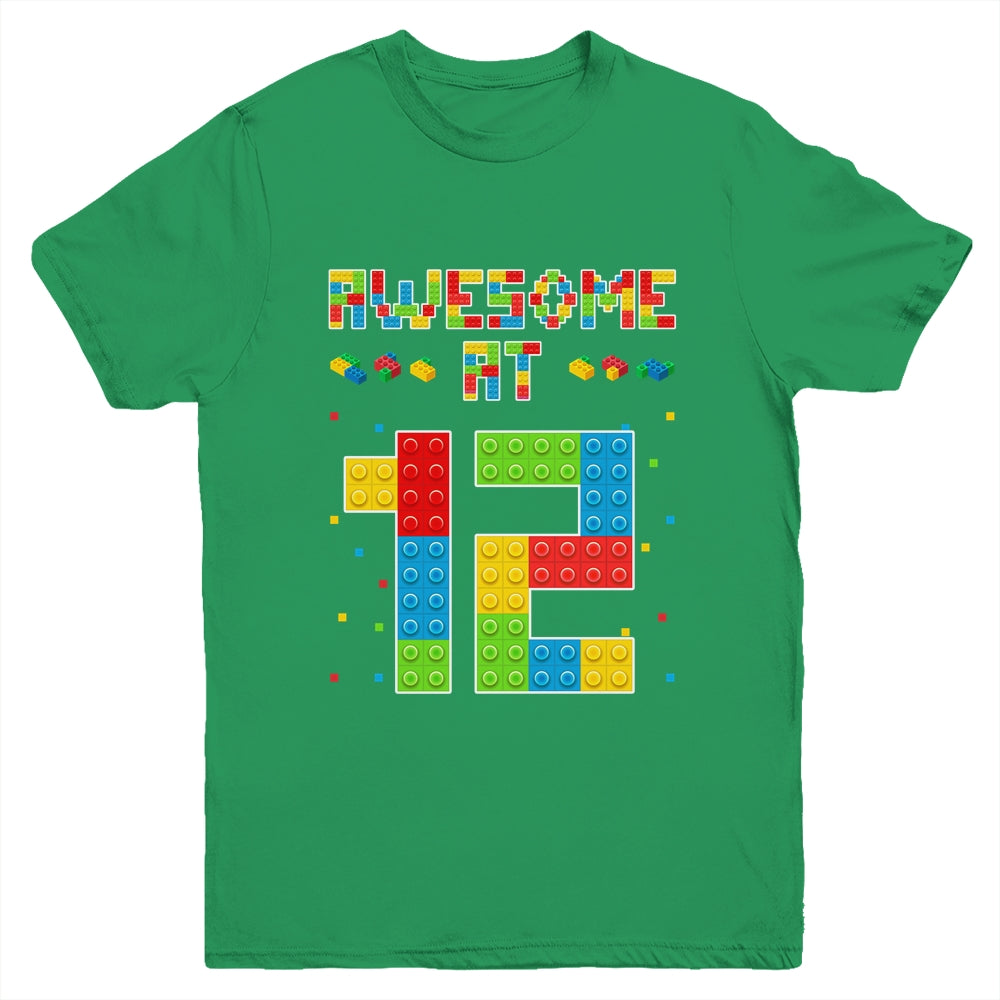Building Blocks Bricks Awesome at 12 Years Old Birthday Boy Youth Shirt | siriusteestore