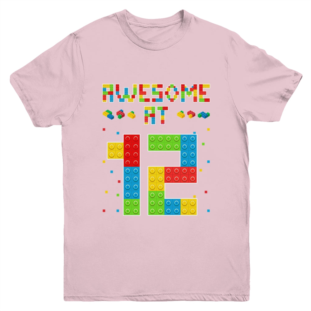 Building Blocks Bricks Awesome at 12 Years Old Birthday Boy Youth Shirt | siriusteestore