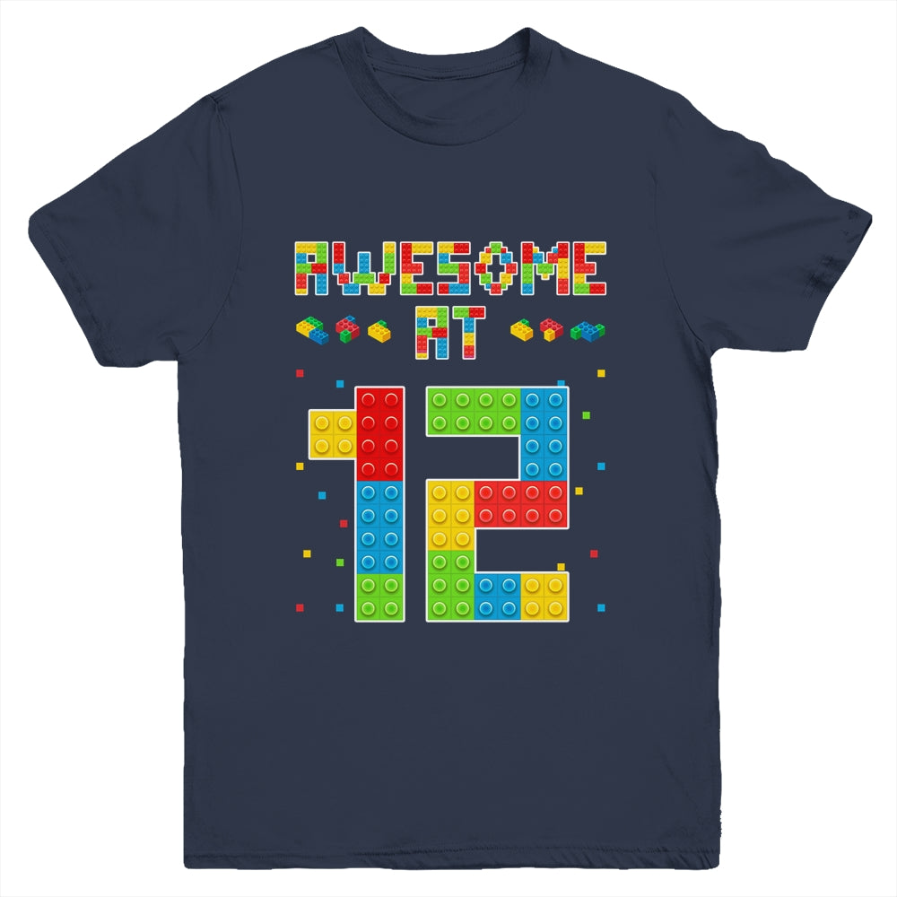 Building Blocks Bricks Awesome at 12 Years Old Birthday Boy Youth Shirt | siriusteestore