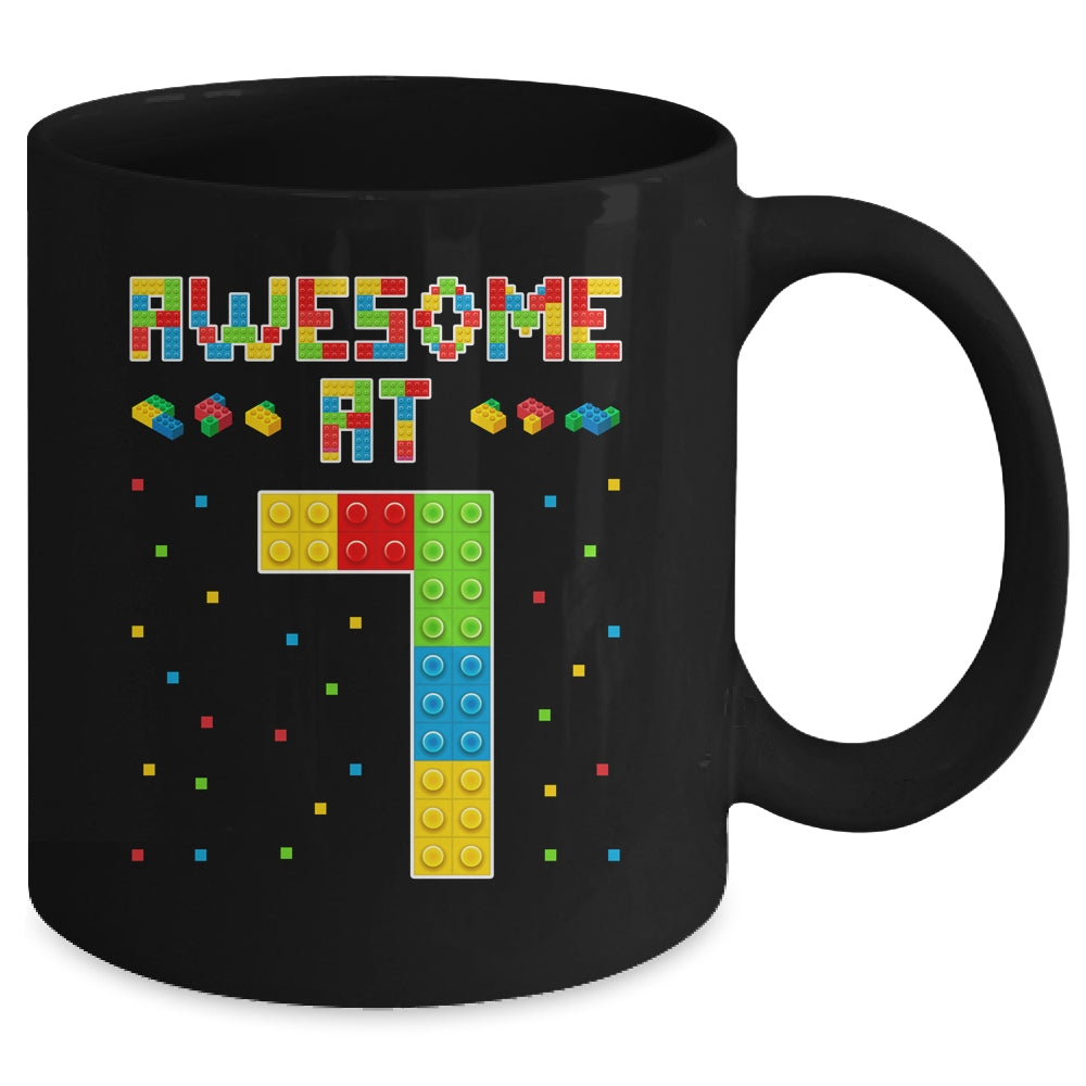 Building Blocks Bricks Awesome at 7 Years Old Birthday Boy Mug | siriusteestore