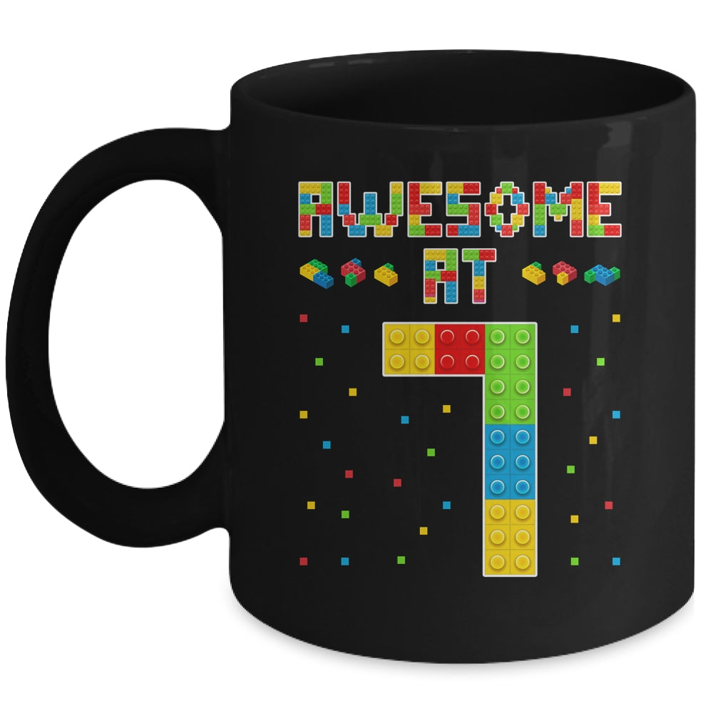 Building Blocks Bricks Awesome at 7 Years Old Birthday Boy Mug | siriusteestore
