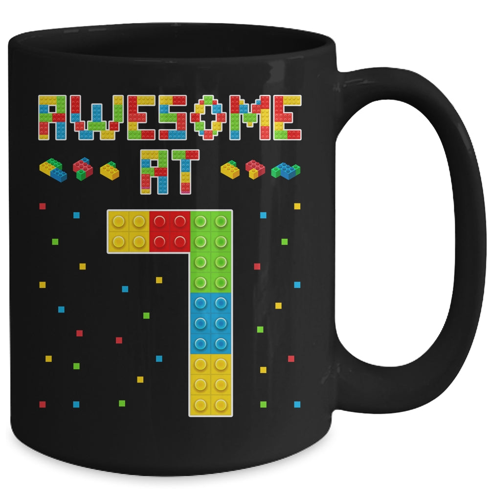 Building Blocks Bricks Awesome at 7 Years Old Birthday Boy Mug | siriusteestore