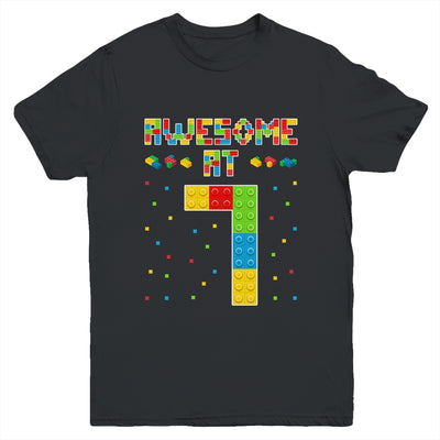 Building Blocks Bricks Awesome at 7 Years Old Birthday Boy Youth Shirt | siriusteestore
