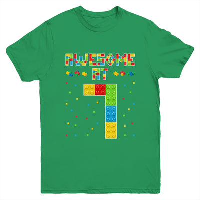 Building Blocks Bricks Awesome at 7 Years Old Birthday Boy Youth Shirt | siriusteestore