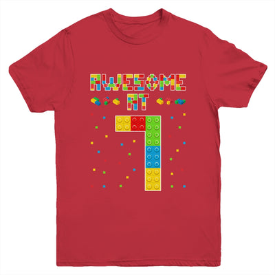 Building Blocks Bricks Awesome at 7 Years Old Birthday Boy Youth Shirt | siriusteestore
