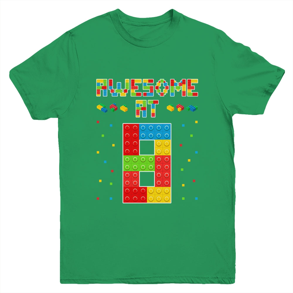 Building Blocks Bricks Awesome at 8 Years Old Birthday Boy Youth Shirt | siriusteestore