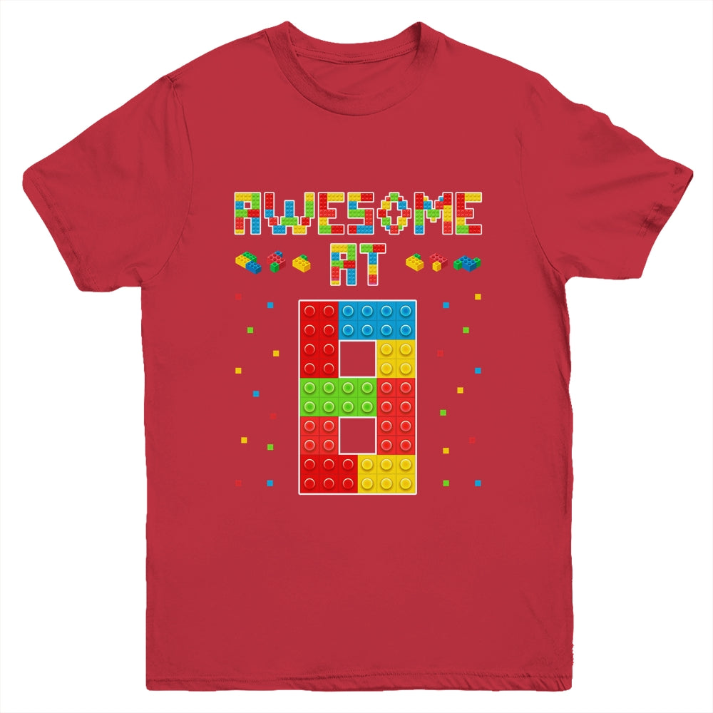 Building Blocks Bricks Awesome at 8 Years Old Birthday Boy Youth Shirt | siriusteestore
