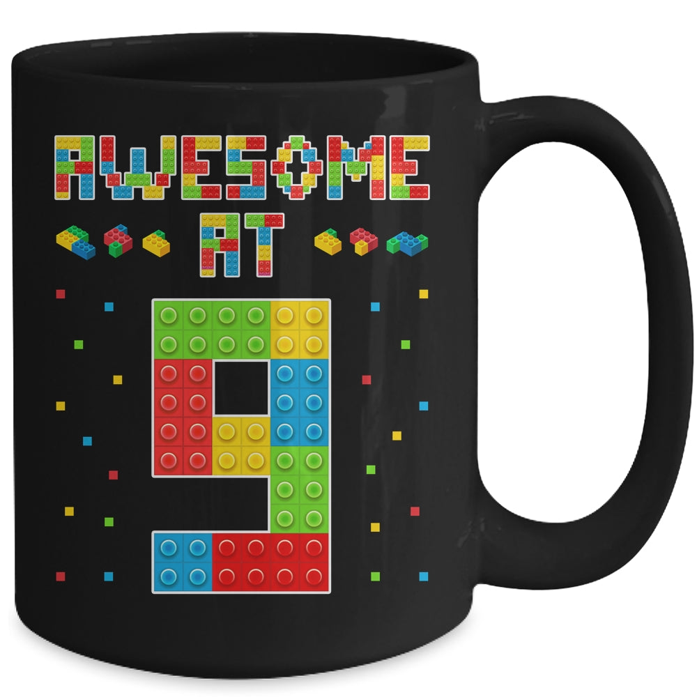 Building Blocks Bricks Awesome at 9 Years Old Birthday Boy Mug | siriusteestore