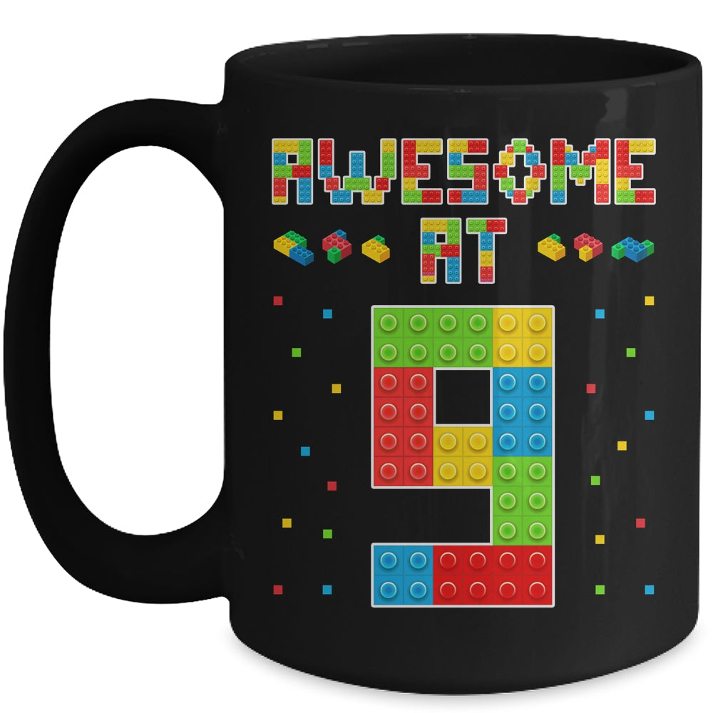Building Blocks Bricks Awesome at 9 Years Old Birthday Boy Mug | siriusteestore