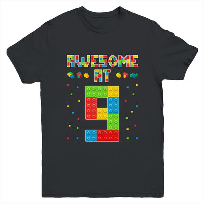 Building Blocks Bricks Awesome at 9 Years Old Birthday Boy Youth Shirt | siriusteestore