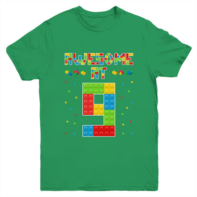Building Blocks Bricks Awesome at 9 Years Old Birthday Boy Youth Shirt | siriusteestore